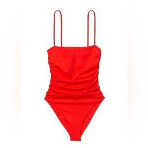 Victorias Secret Swim Ruched One-Piece Swimsuit Slimming in Flame Red Sz. XL NEW